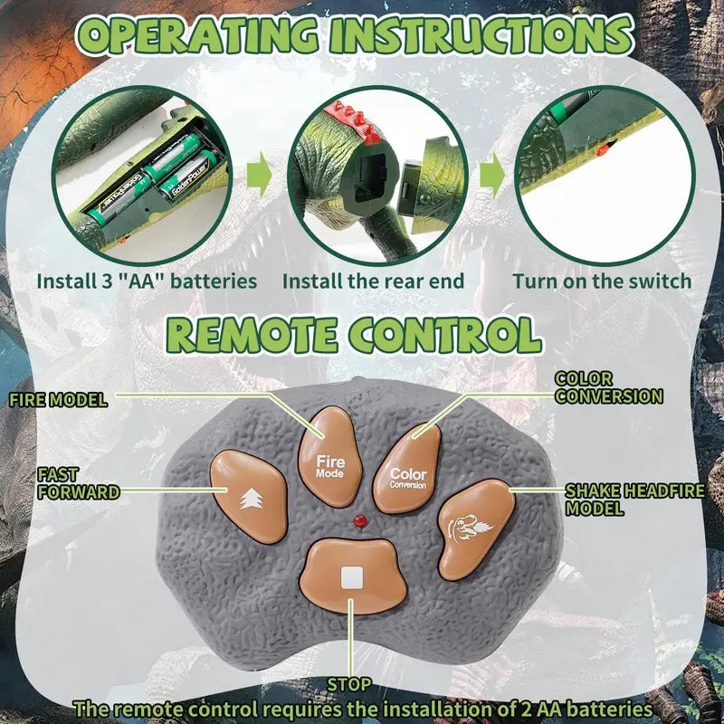 Interactive Remote Control Spray Mist Dinosaur Toy